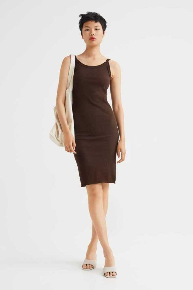 Vestido H&M Acanalado Jersey Mujer Grises Claro | 267189SVN