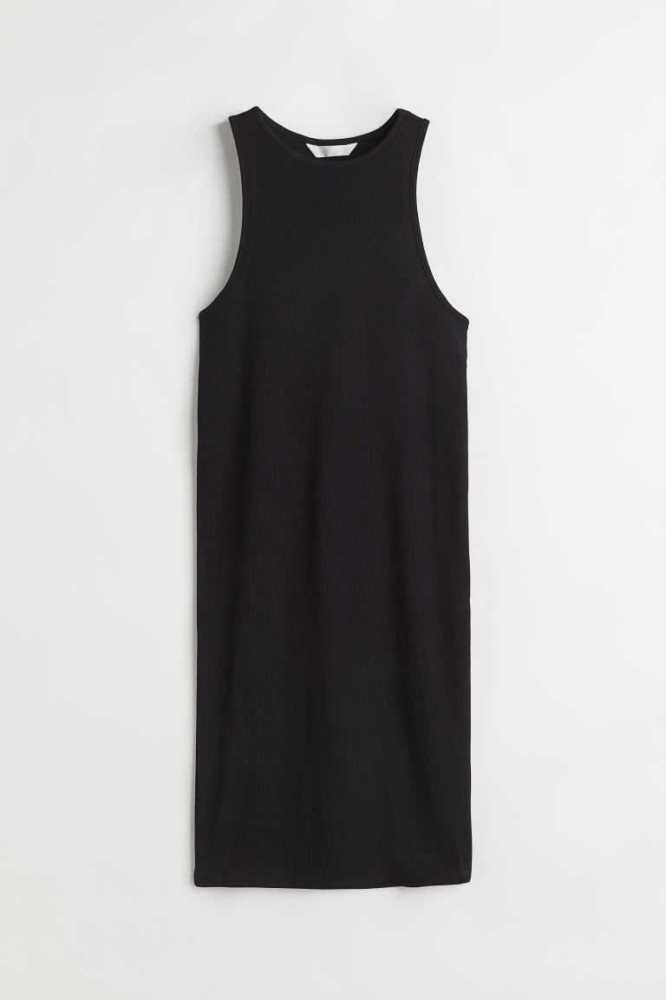 Vestido H&M Acanalado Jersey Mujer Negros | 415378FAW