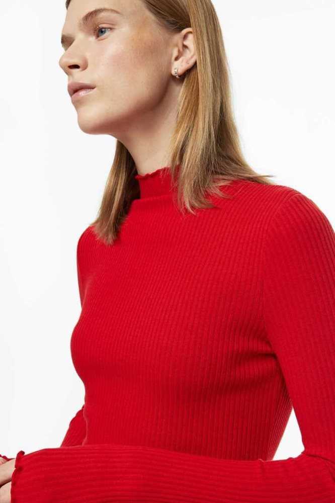 Vestido H&M Acanalado Mock Turtleneck Mujer Rojos | 354962UHK