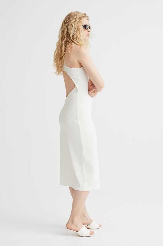 Vestido H&M Acanalado open-backed Mujer Blancos | 012643WXR