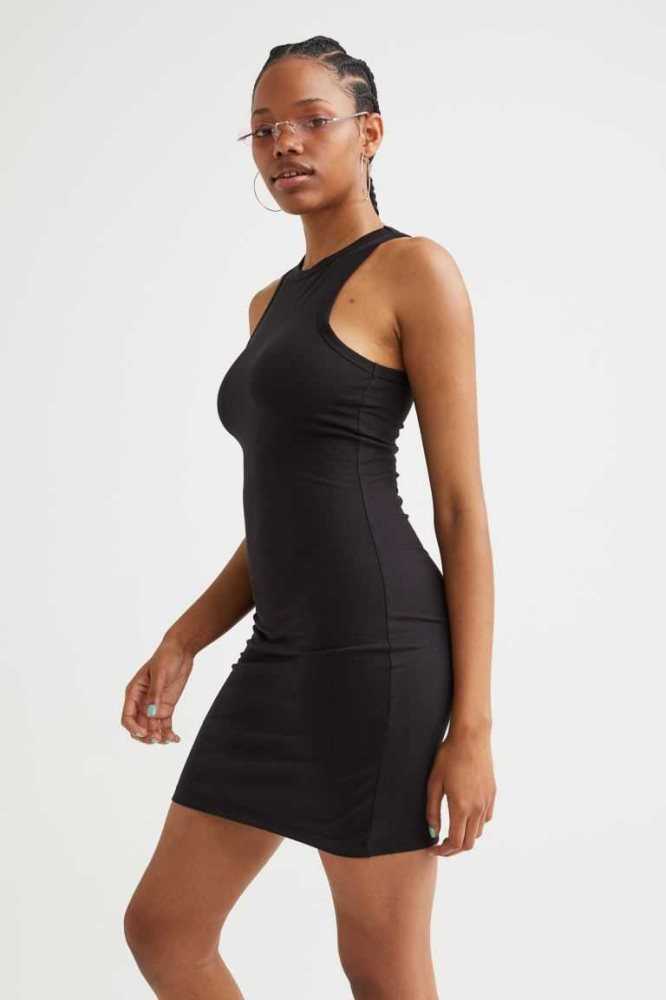 Vestido H&M Algodon Bodycon Mujer Grises Claro Marrom | 841350QKJ