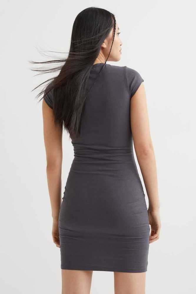 Vestido H&M Algodon Bodycon Mujer Kaki Claro Verdes | 085396KWA