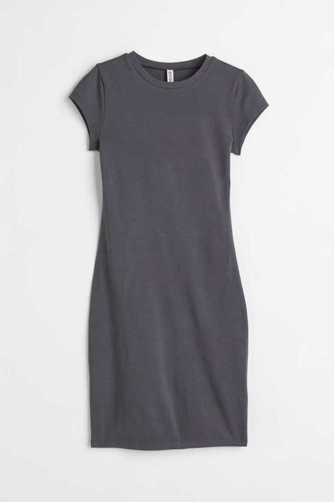 Vestido H&M Algodon Bodycon Mujer Kaki Claro Verdes | 085396KWA