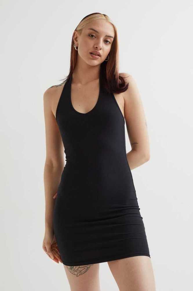 Vestido H&M Algodon Halterneck Mujer Negros | 690541QMD