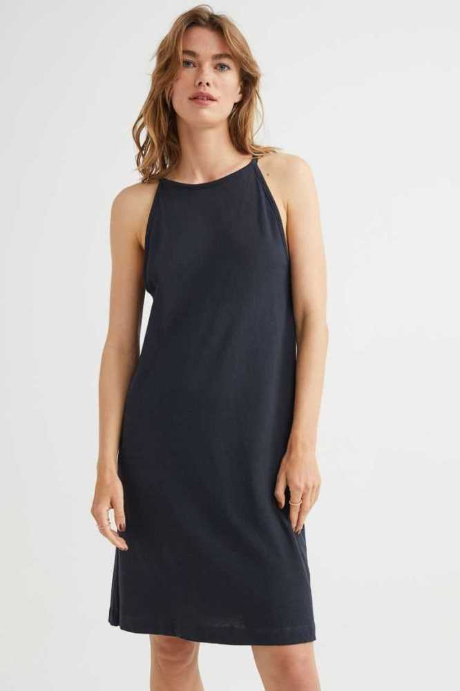 Vestido H&M Algodon Mujer Negros | 241306OEN