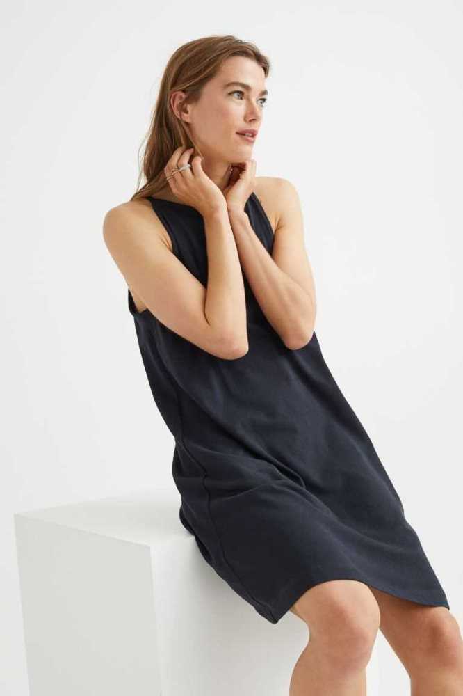 Vestido H&M Algodon Mujer Negros | 241306OEN