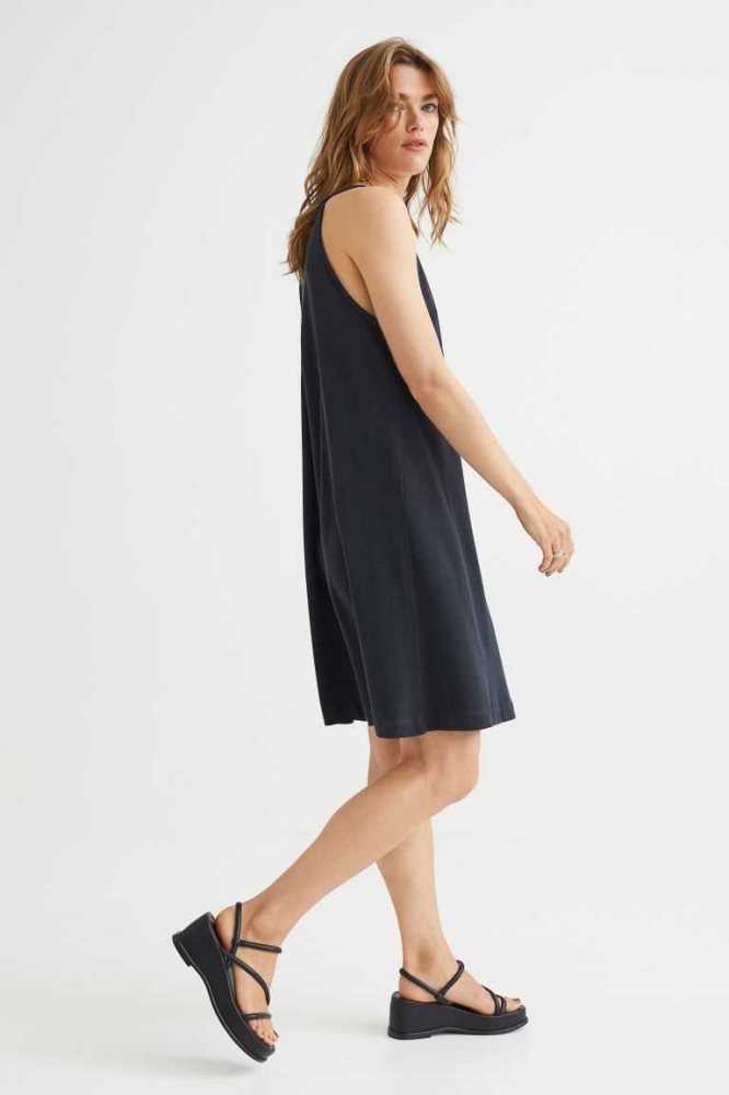 Vestido H&M Algodon Mujer Negros | 241306OEN