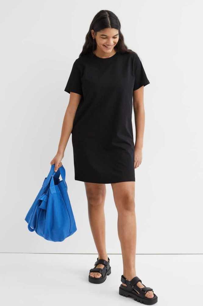 Vestido H&M Algodon T-shirt Mujer Grises Claro Marrom | 182495NMD