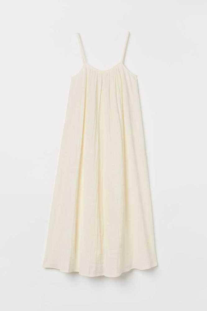 Vestido H&M Anchos-cut Long Mujer Creme | 436950RBN