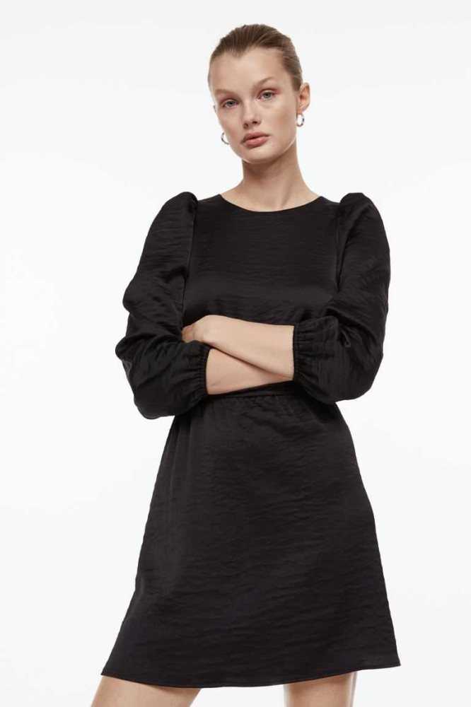 Vestido H&M Balloon-sleeved Crinkled Mujer Morados Claro | 654023YQE