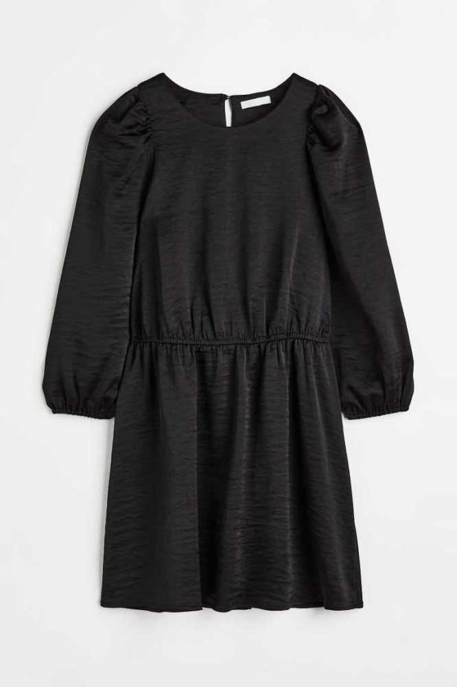 Vestido H&M Balloon-sleeved Crinkled Mujer Morados Claro | 654023YQE