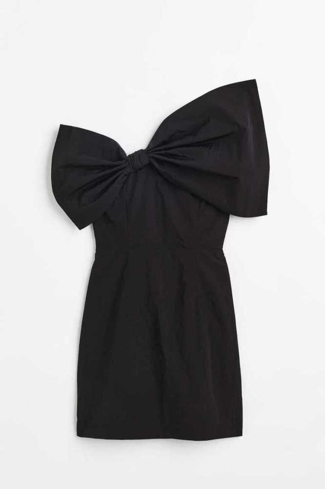 Vestido H&M Bow-front Mujer Negros | 754102VHE