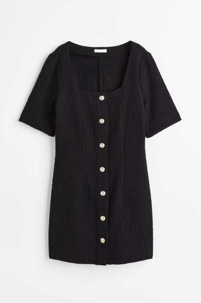 Vestido H&M Button-front Boucle Mujer Negros | 082653RET