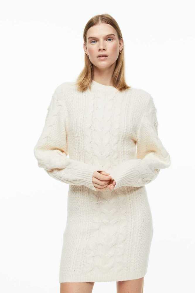 Vestido H&M Cable-knit Mujer Creme | 243608OFW