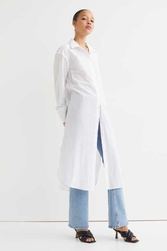 Vestido H&M Calf-length Shirt Mujer Blancos | 189237ETQ