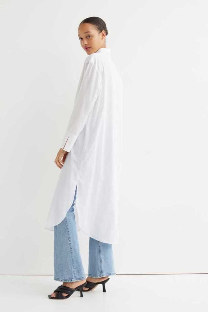 Vestido H&M Calf-length Shirt Mujer Blancos | 189237ETQ