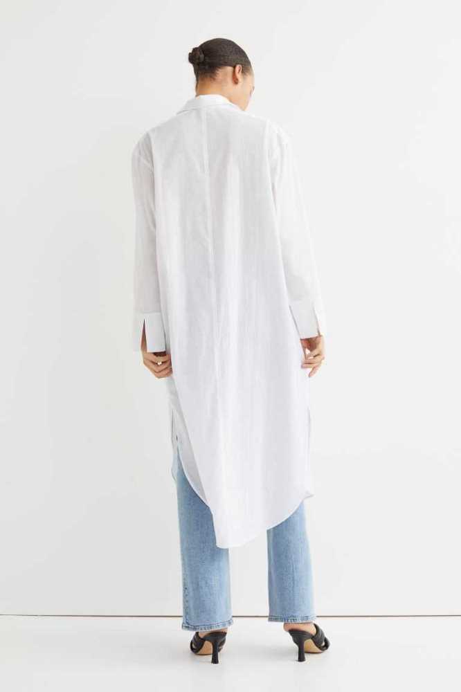 Vestido H&M Calf-length Shirt Mujer Blancos | 189237ETQ