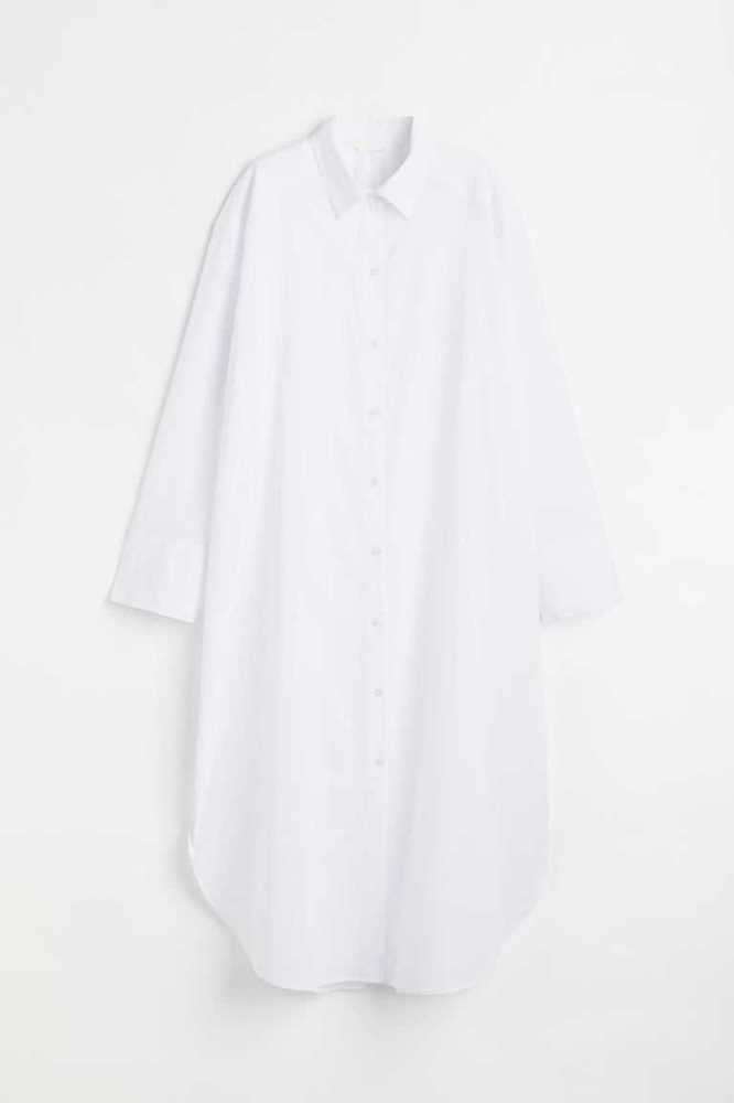 Vestido H&M Calf-length Shirt Mujer Blancos | 189237ETQ