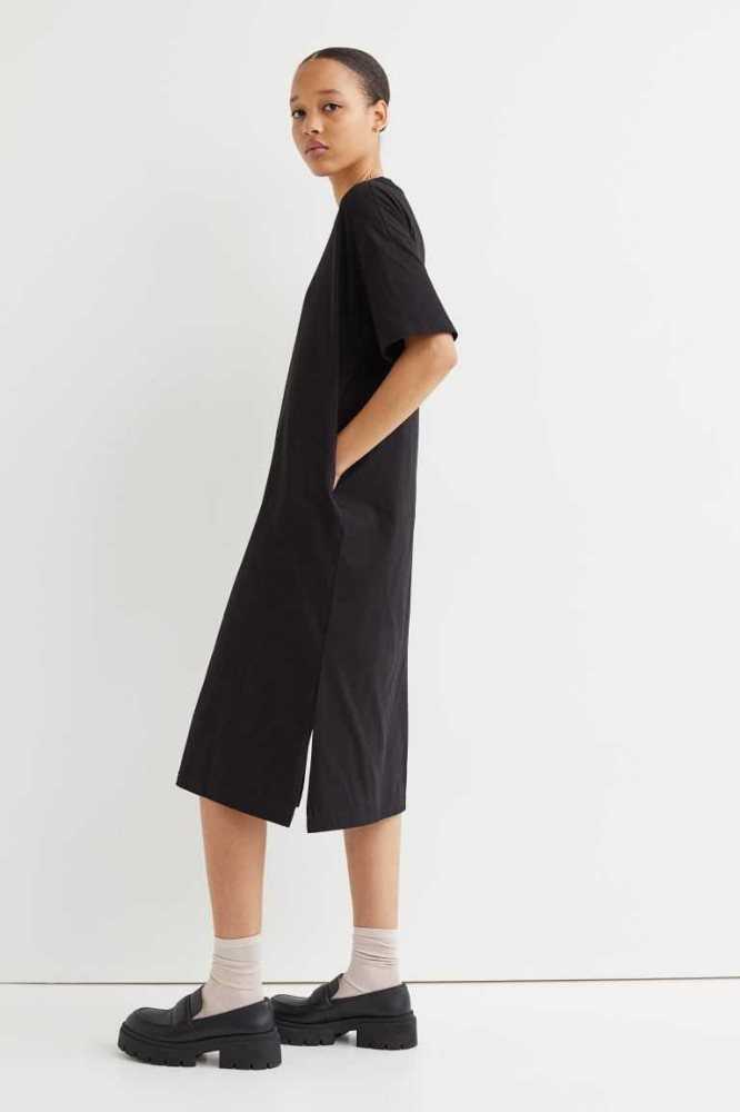 Vestido H&M Calf-length T-shirt Mujer Negros | 645179LRF