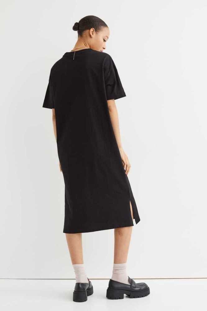 Vestido H&M Calf-length T-shirt Mujer Negros | 645179LRF