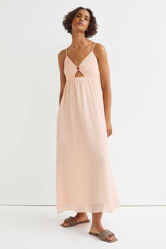 Vestido H&M Chiffon Slip Mujer Rosas | 014923TAR