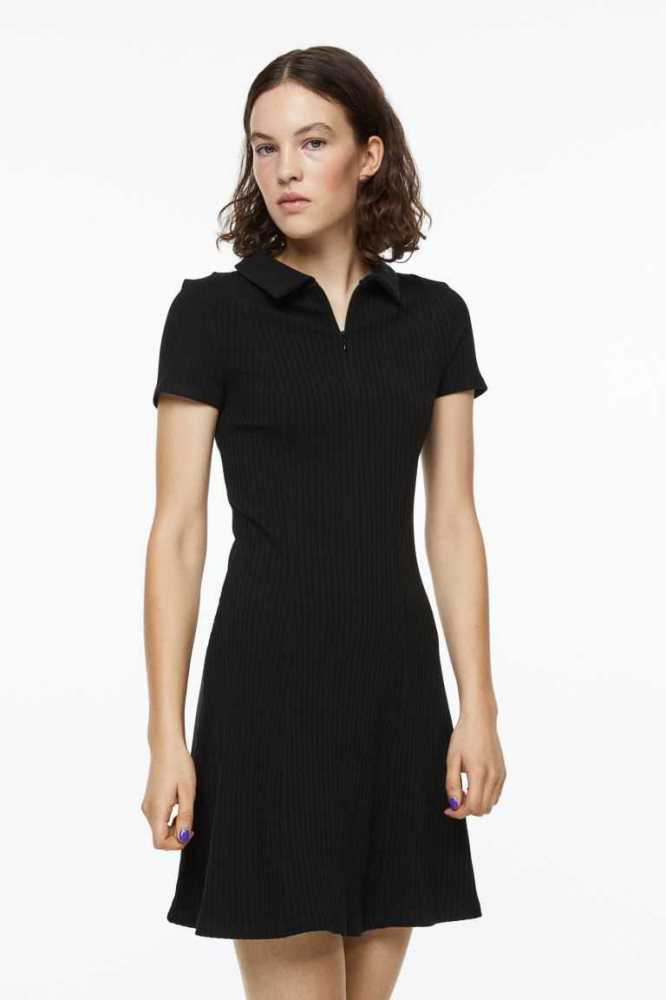 Vestido H&M Collared Acanalado Mujer Morados Claro | 370194RSJ