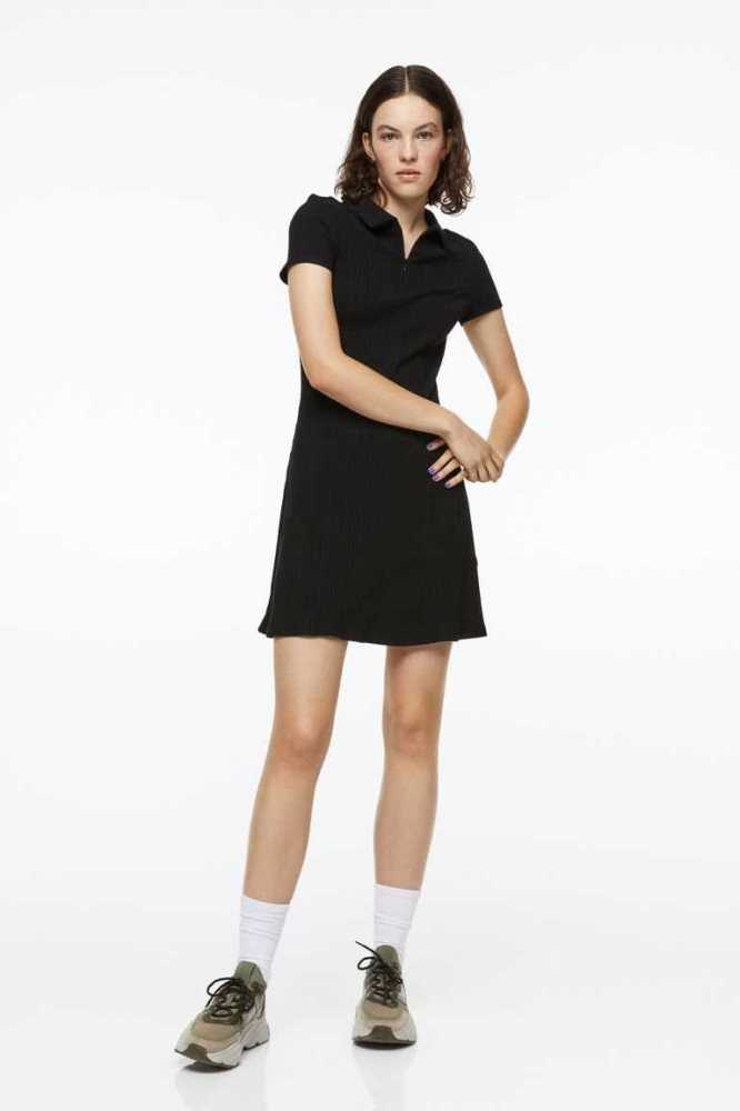 Vestido H&M Collared Acanalado Mujer Morados Claro | 370194RSJ