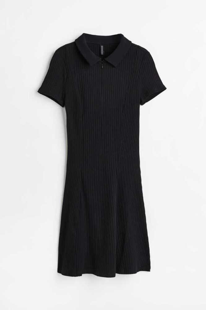 Vestido H&M Collared Acanalado Mujer Morados Claro | 370194RSJ