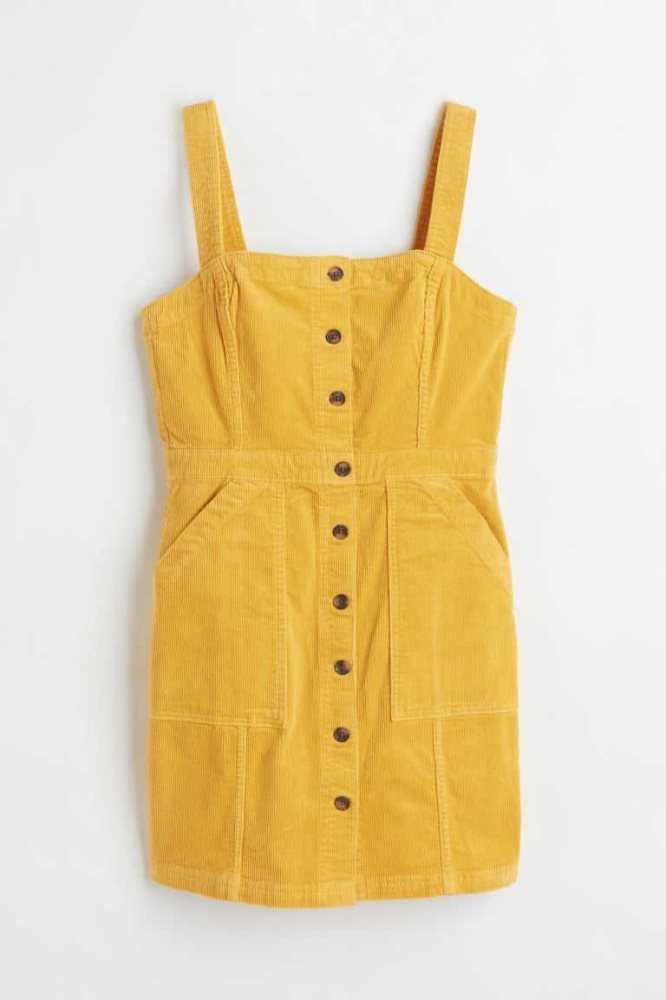 Vestido H&M Corduroy Mujer Amarillos | 175069INB