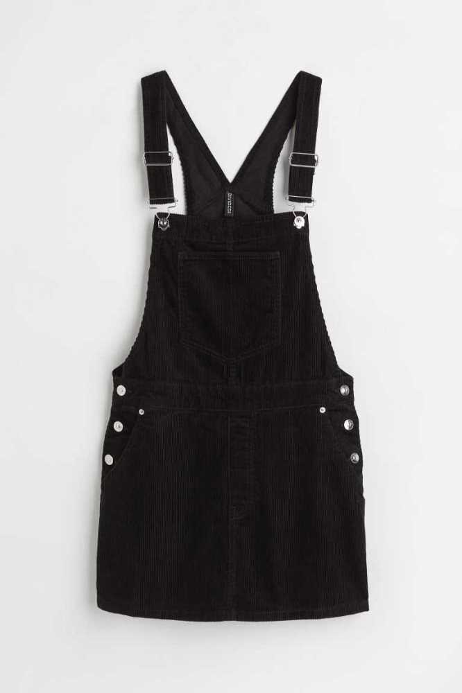 Vestido H&M Corduroy Overall Mujer Negros | 284150DXR