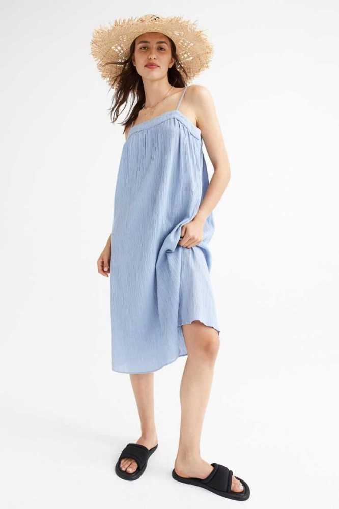 Vestido H&M Creped Mujer Creme | 613907OTX