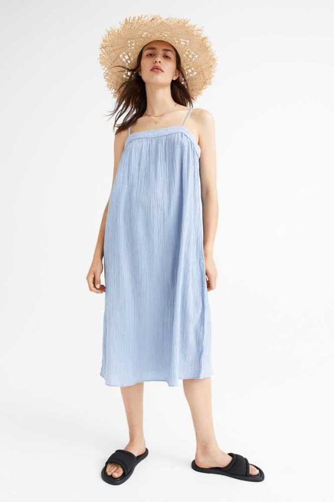 Vestido H&M Creped Mujer Creme | 613907OTX