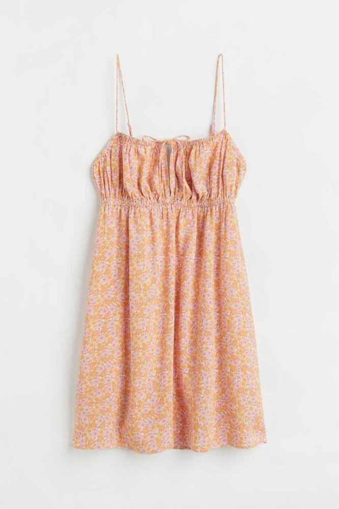 Vestido H&M Creped Mujer Naranjas | 283674CZL