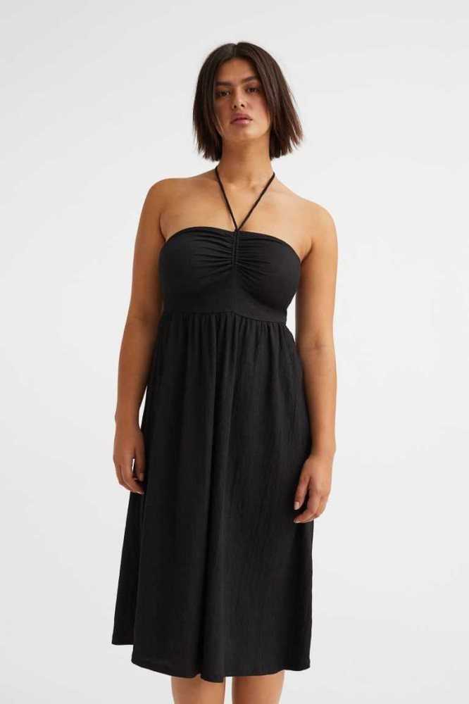 Vestido H&M Crinkled Halterneck Mujer Azules | 021895XMQ