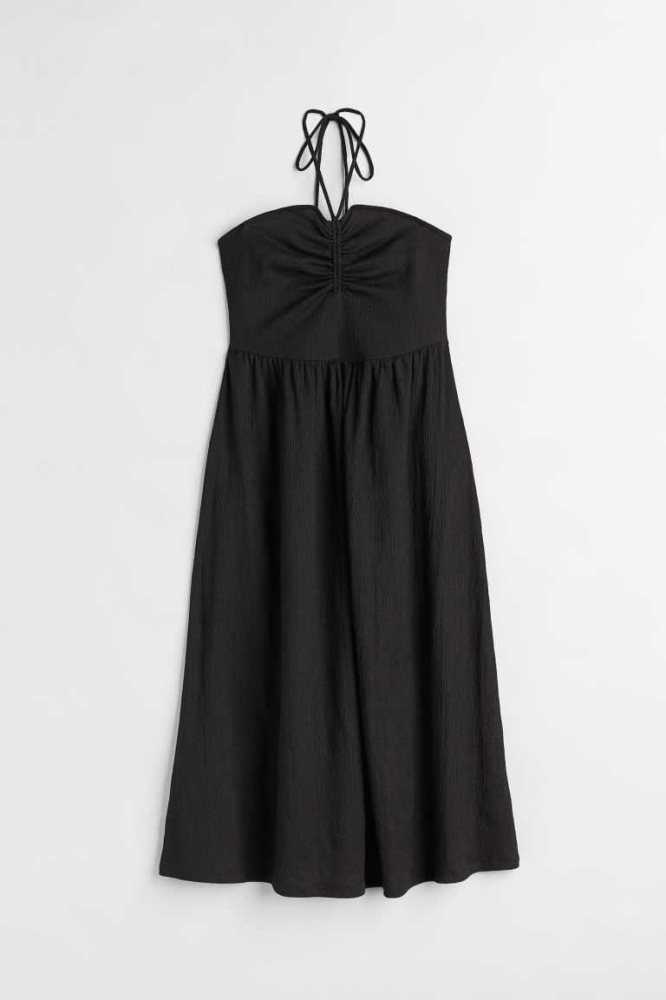 Vestido H&M Crinkled Halterneck Mujer Azules | 021895XMQ