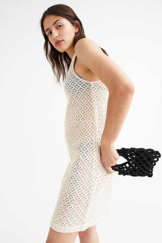 Vestido H&M Crochet-look Sin Manga Mujer Creme | 762481MFG