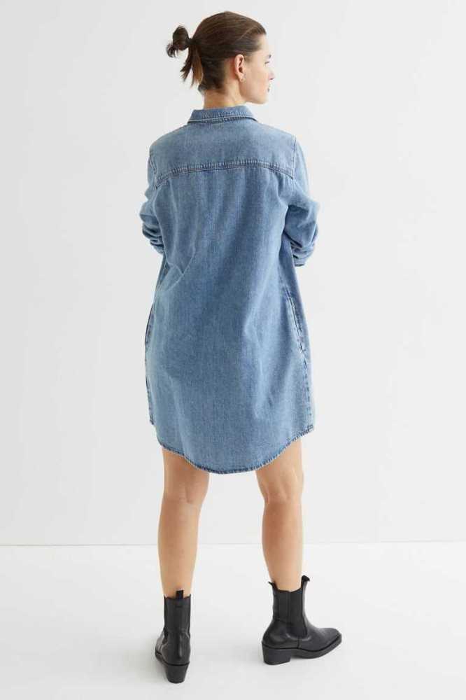 Vestido H&M Denim Shirt Mujer Azules Claro | 940531LPI