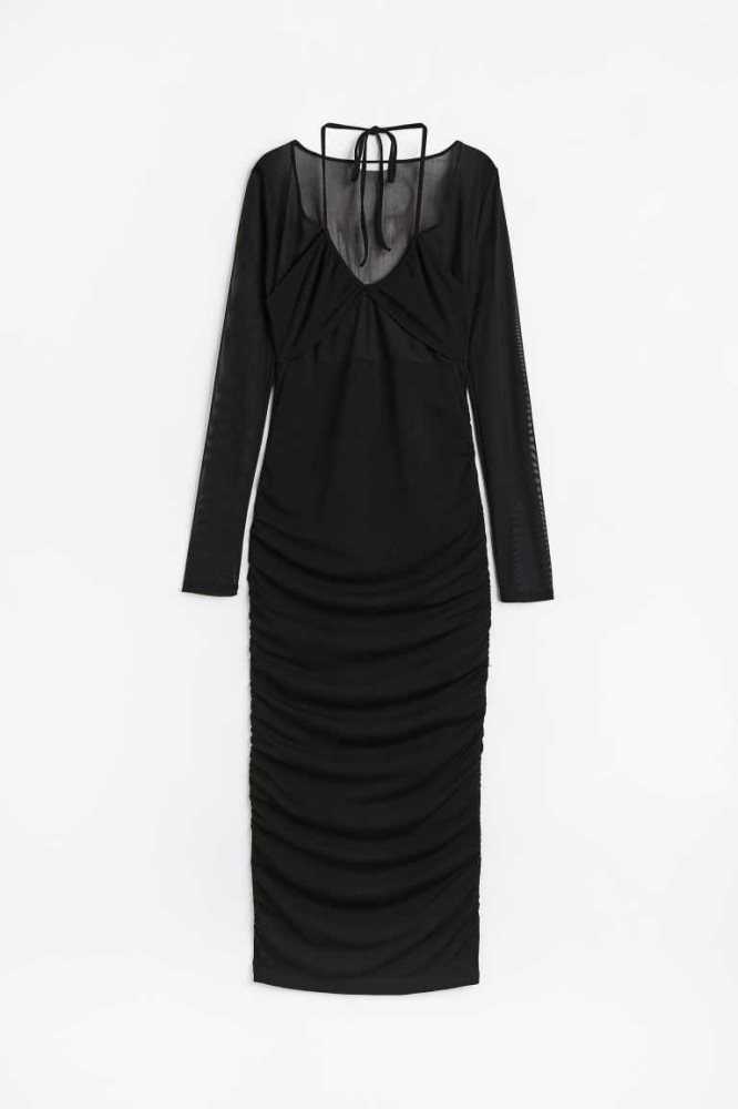 Vestido H&M Draped Bodycon Mujer Negros | 762095TJC