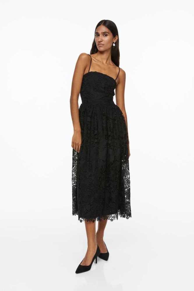 Vestido H&M Encaje Bandeau Mujer Negros | 408527DHC