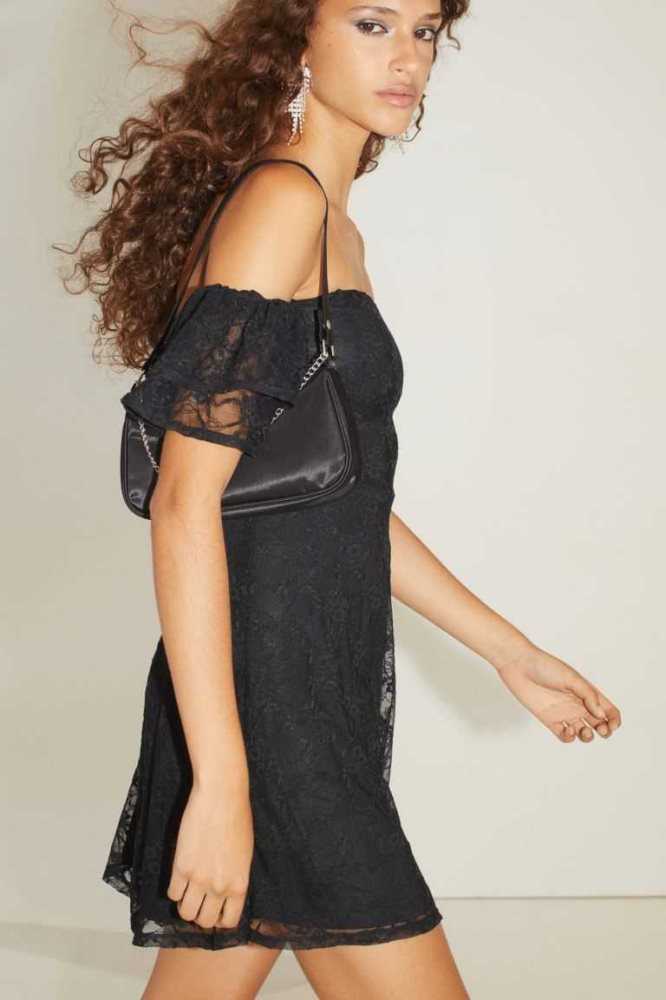 Vestido H&M Encaje Off-the-shoulder Mujer Negros | 416935NVG