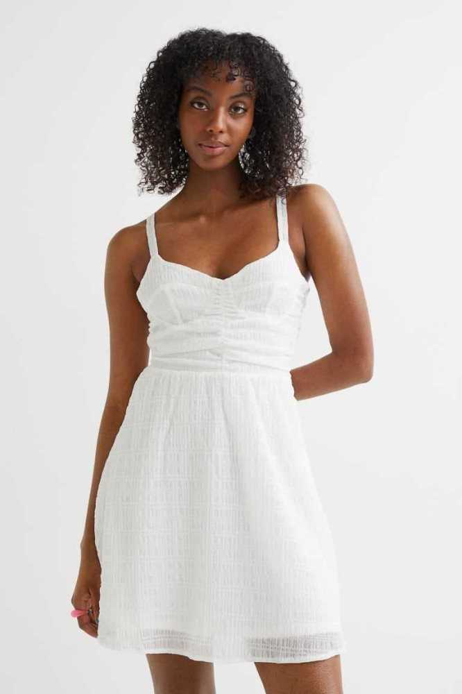 Vestido H&M Encaje-backed Mujer Blancos | 095643KXP