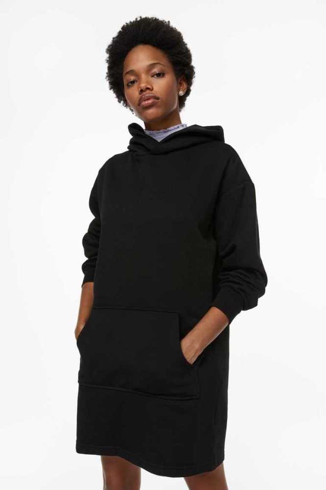 Vestido H&M Encapuchado Sweatshirt Mujer Negros | 287463LOI