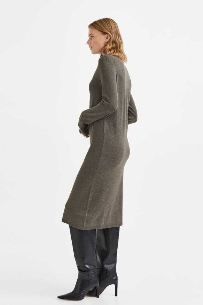 Vestido H&M Fine-knit Turtleneck Mujer Kaki Oscuro Verdes | 631492PMG