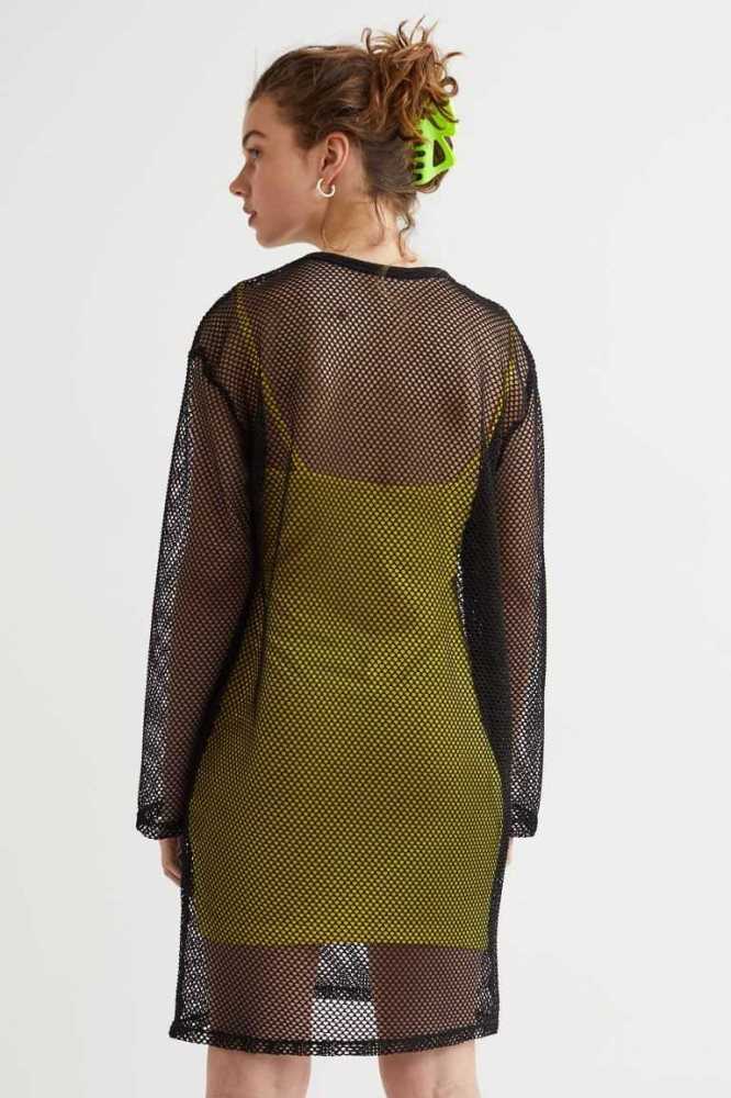 Vestido H&M Fishnet Mesh Mujer Amarillos Negros | 245761CLV