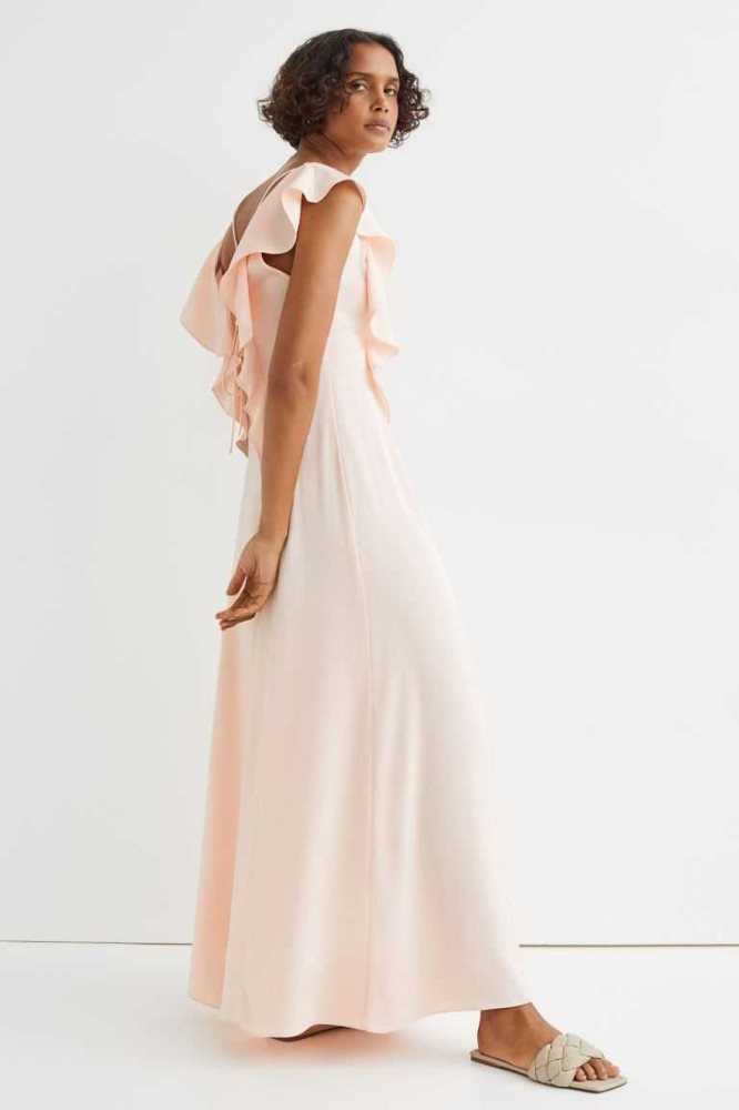 Vestido H&M Flounced Maxi Mujer Vino | 372540YUP