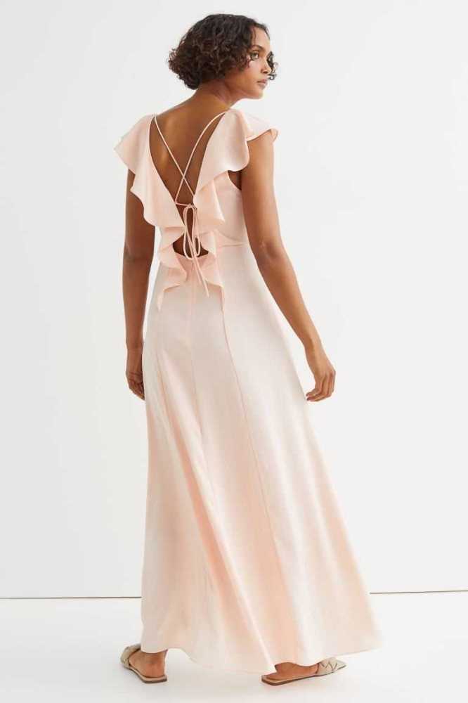 Vestido H&M Flounced Maxi Mujer Vino | 372540YUP