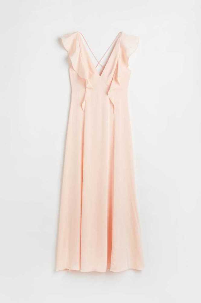 Vestido H&M Flounced Maxi Mujer Vino | 372540YUP