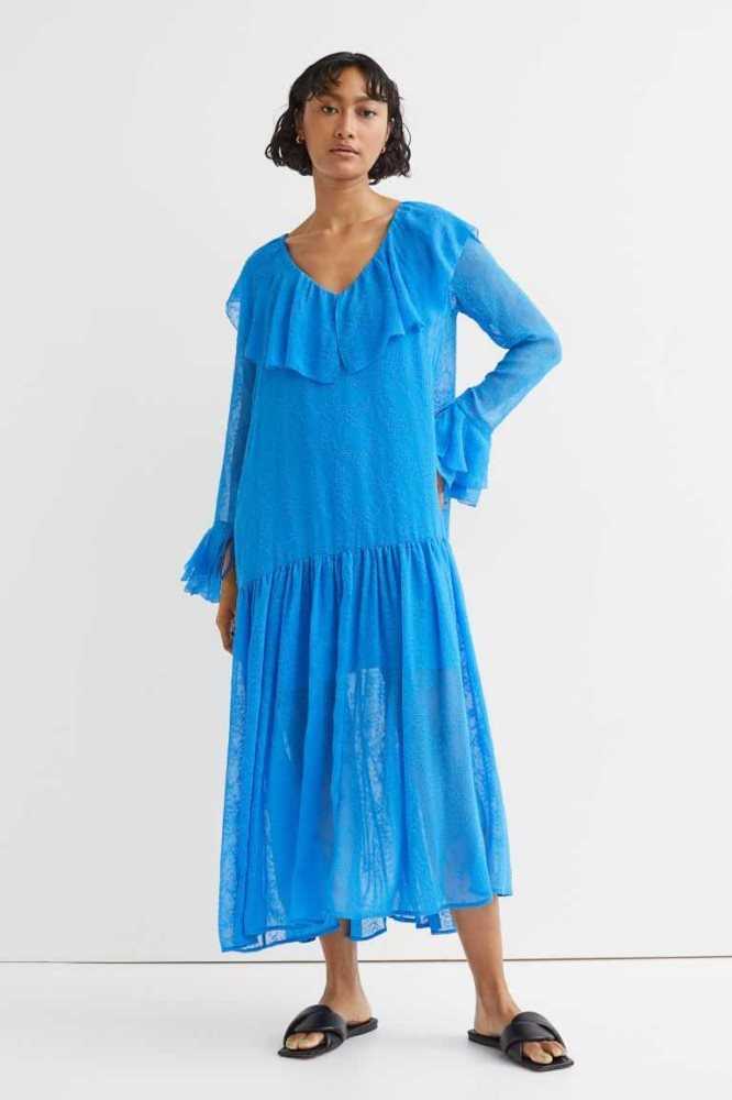 Vestido H&M Flounced Mujer Azules | 518649KWN