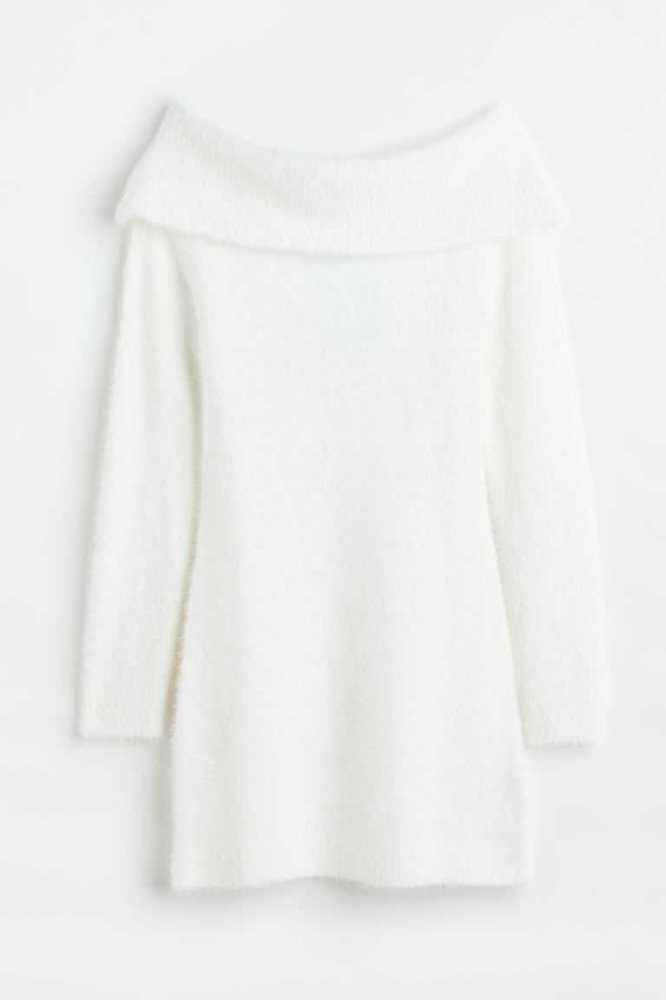 Vestido H&M Fluffy Off-the-shoulder Mujer Blancos | 639718KTA