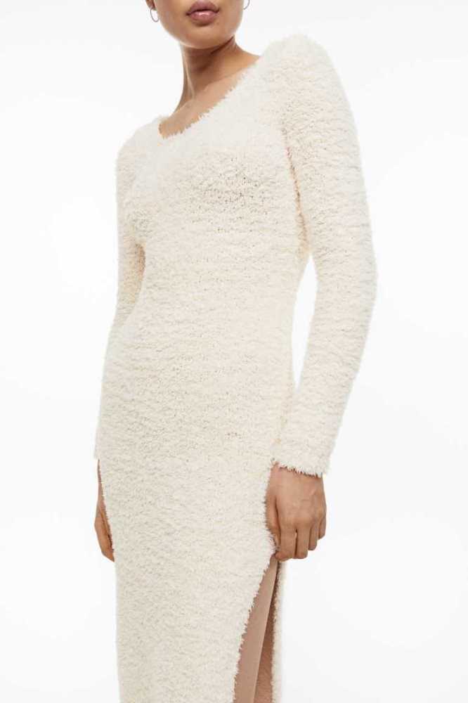 Vestido H&M Fluffy-knit Mujer Beige Claro | 014539LAG